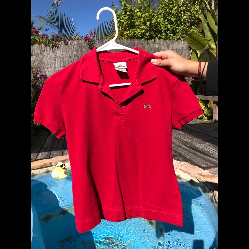 Red Lacoste polo shirt